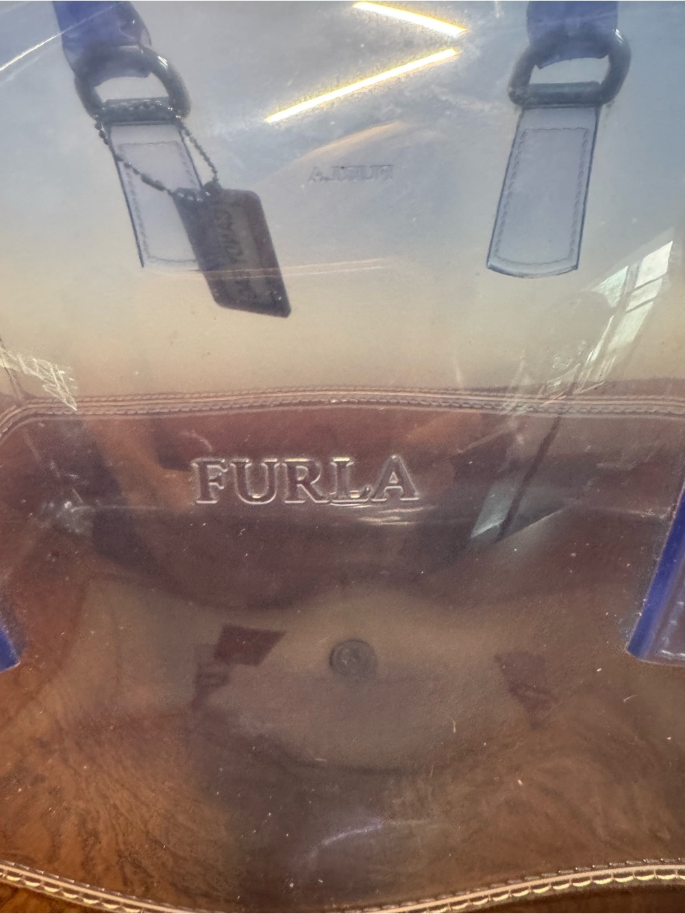 Furla Candy Bag Satchel Ombré Blue Translucent Jelly Boston Bag - Picture 6 of 14